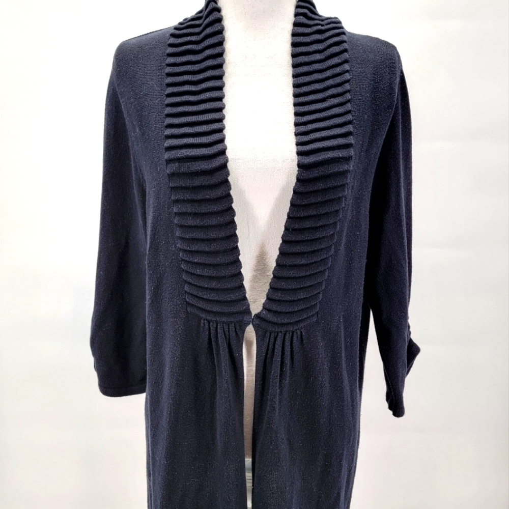 APT 9 Womens XL Half Sleeve Heave Cardigan Sweater Top Black